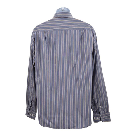 Brioni for Neiman Marcus Button Down Shirt Long Sleeve XL Blue Striped Cotton - Picture 6 of 14